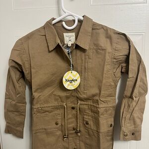 Hayden Los Angeles Boho Embroidered Utility Jacket Size 7/8 Girls Taupe NWT